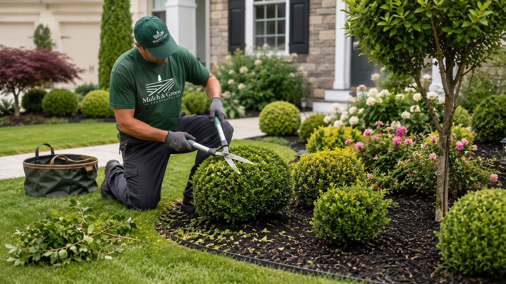 Pruning shrubs and plants for residential property maintenance